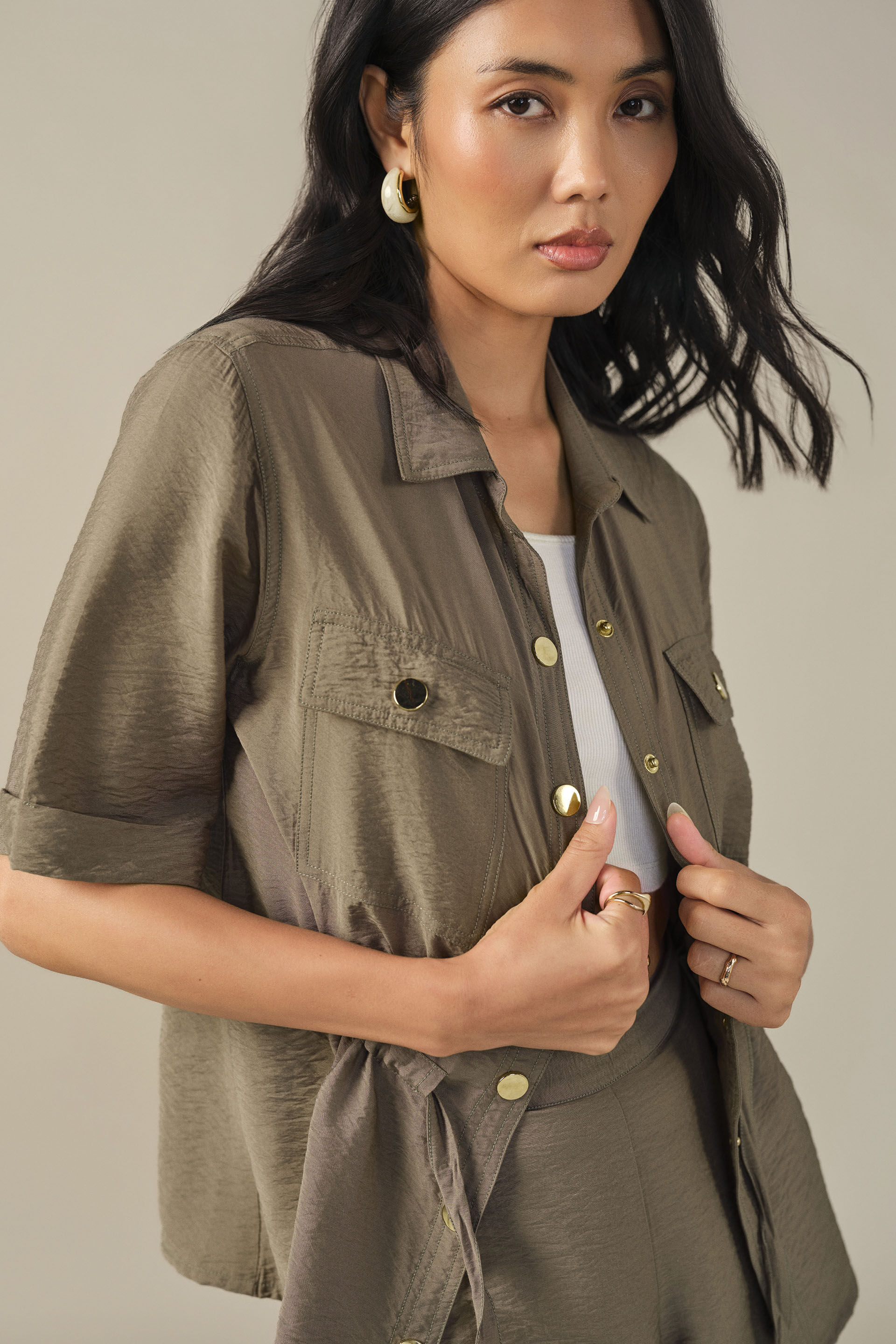 Relaxed Co-ord in Olive, Green, image 4